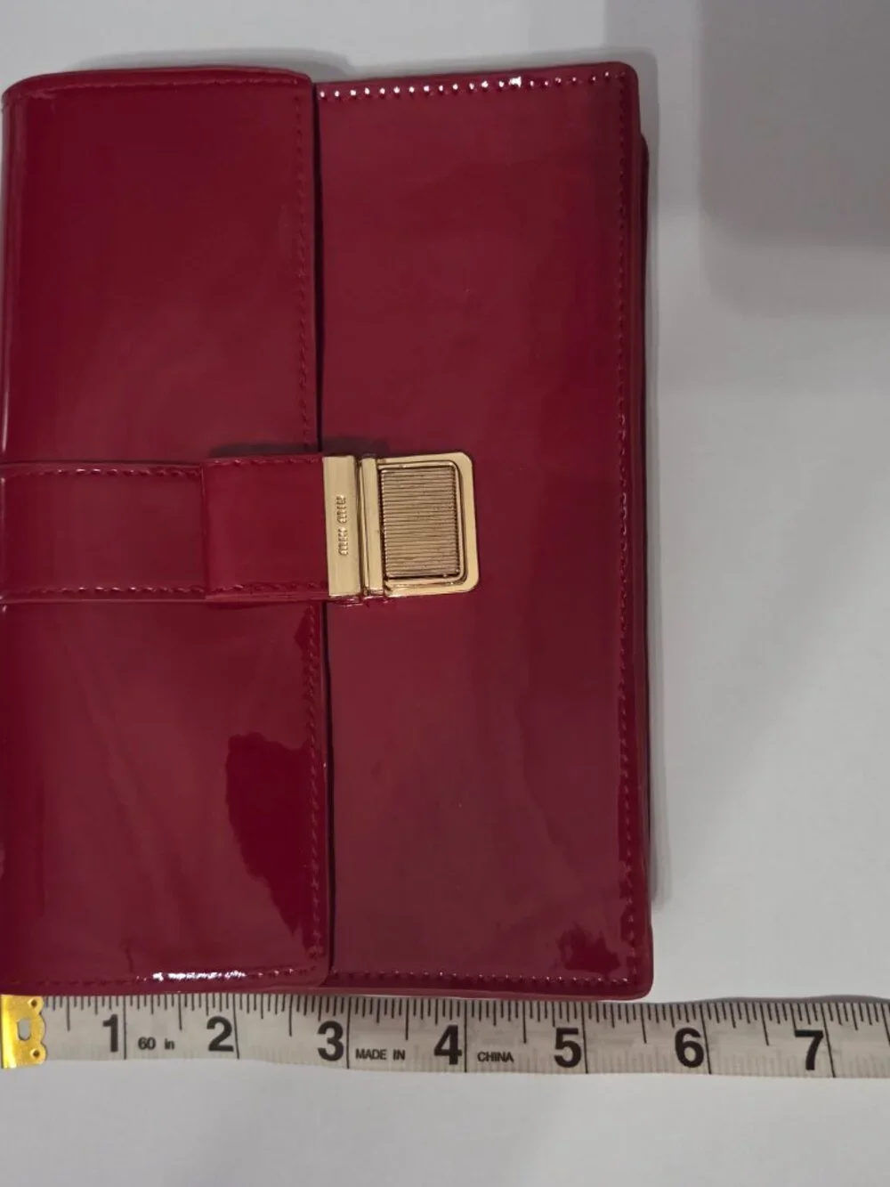 Miu Miu Red Patent Large Pouch Clutch Gold Latch With Box